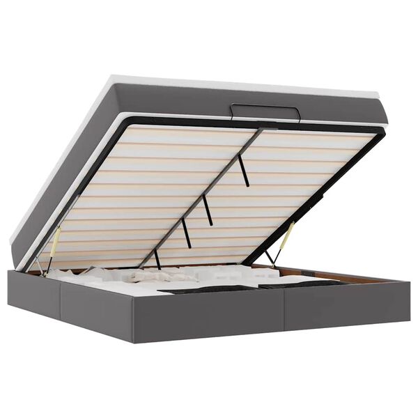 vidaXL Estructura cama otomana colchón cuero sintético gris 180x200cm