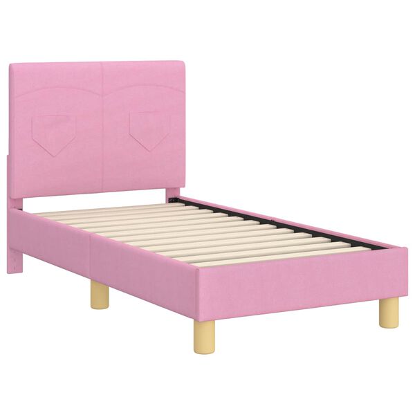 vidaXL Estructura de cama para ni&ntilde;os peque&ntilde;os con cabecera Rosa tela