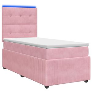 vidaXL Cama de muelles con LED y colch&oacute;n Rosa 80 x 200 cm Terciopelo