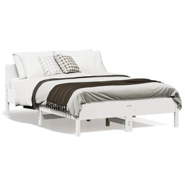 vidaXL Estructura de cama sin colch&oacute;n madera de pino blanca 140x190 cm