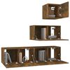 vidaXL Set de muebles de TV 4 pzas madera contrachapada roble ahumado