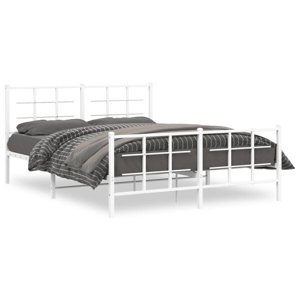 vidaXL Estructura cama sin colch&oacute;n con estribo metal blanco 150x200 cm