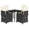 vidaXL Set de muebles jard&iacute;n 5 pzas con cojines rat&aacute;n sint&eacute;tico negro