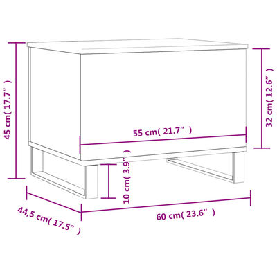 vidaXL Mesa de centro madera contrachapada blanco 60x44,5x45 cm