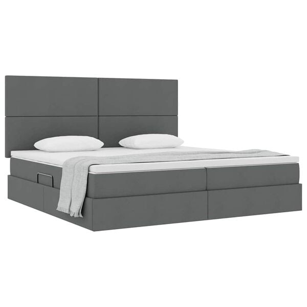 vidaXL Cama con almacenamiento y colch&oacute;n Gris oscuro 200 x 200 cm