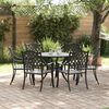 vidaXL Conjunto de Comedor de Jardín 7 pcs Negro 90 x 90 x 75 cm