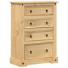 vidaXL C&oacute;moda cajonera Corona madera maciza de pino 80x43x114 cm