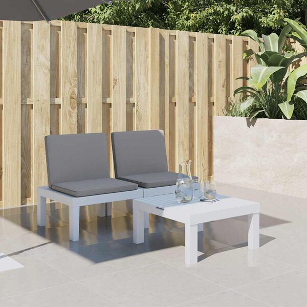 vidaXL Tumbona con cojines PP blanco