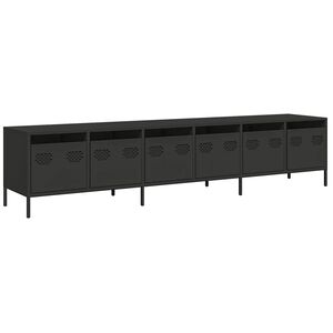 vidaXL Mueble para TV acero laminado en fr&iacute;o negro 202x39x43,5 cm