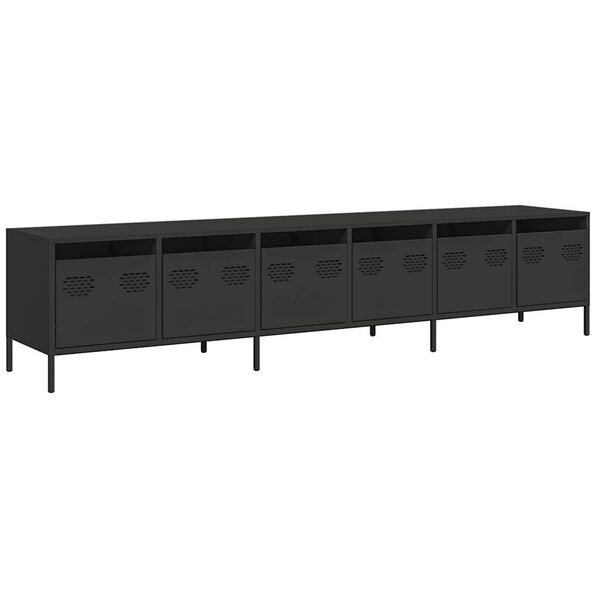 vidaXL Mueble para TV acero laminado en frío negro 202x39x43,5 cm