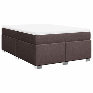 vidaXL Cama box spring con colch&oacute;n tela marr&oacute;n oscuro 140x190 cm