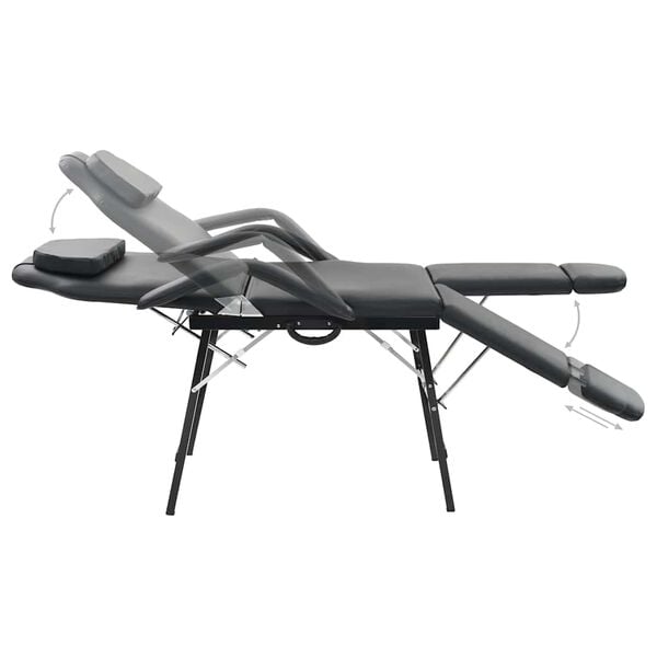 vidaXL Camilla de esteticista cuero sint&eacute;tico 185x78x76 cm negra