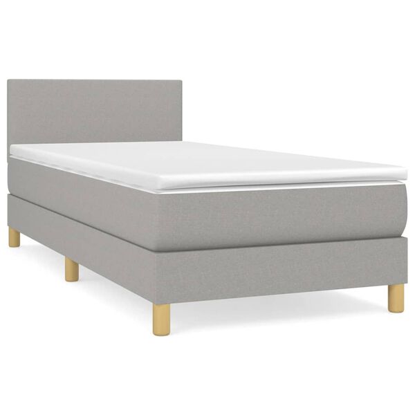 vidaXL Cama box spring con colch&oacute;n tela gris claro 80x200 cm