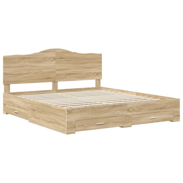 vidaXL Estructura de cama con cabecera Roble Sonoma 200 x 200 cm