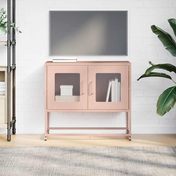 vidaXL Mueble para TV acero laminado en frío rosa 68x39x60,5 cm