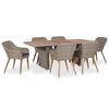 vidaXL Set de comedor de jard&iacute;n 7 pzas y cojines rat&aacute;n sint&eacute;tico gris