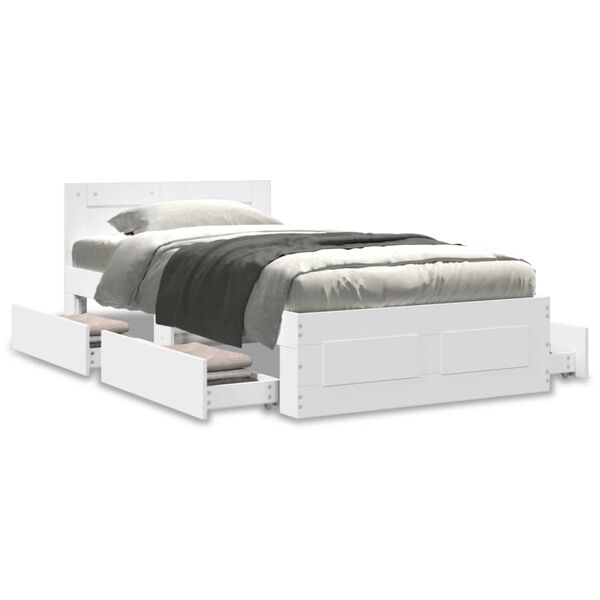 vidaXL Estructura de cama con cabecero sin colch&oacute;n blanco 90x200 cm