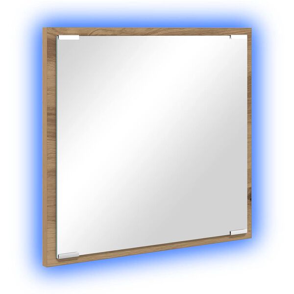 vidaXL Espejo de ba&ntilde;o LED con espejo Roble artesanal 40 x 37 x 8.5 cm