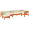 vidaXL Set de sof&aacute;s jard&iacute;n 7 pzas con cojines madera pino marr&oacute;n cera