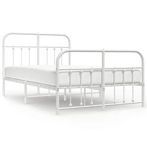 vidaXL Estructura cama sin colch&oacute;n con estribo metal blanco 120x200 cm