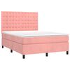 vidaXL Cama box spring con colch&oacute;n terciopelo rosa 140x190 cm
