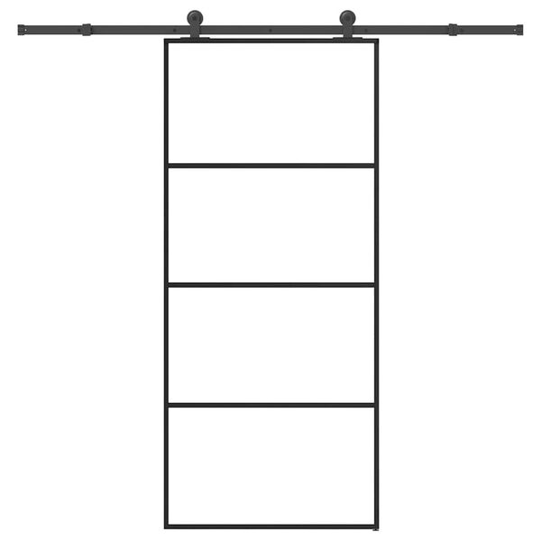 vidaXL Puerta corredera con set herrajes vidrio ESG aluminio 90x205 cm