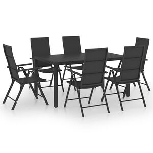 vidaXL Juego de comedor para jard&iacute;n 7 piezas negro