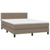 vidaXL Cama box spring colch&oacute;n y luces LED tela gris taupe 140x200 cm