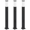 vidaXL Balizas de luz con sensor y tomacorriente, 3 unidades, 80 cm, color negro, IP44