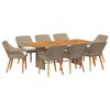 vidaXL Conjunto de Comedor de Jardín con cojín 9 pcs Beige y marrón