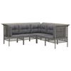 vidaXL Set de muebles de jard&iacute;n 5 pzas y cojines rat&aacute;n sint&eacute;tico gris