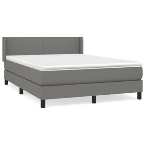 vidaXL Cama box spring con colch&oacute;n tela gris oscuro 140x190 cm