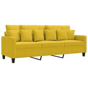 vidaXL Sof&aacute; de 3 plazas terciopelo amarillo 180 cm