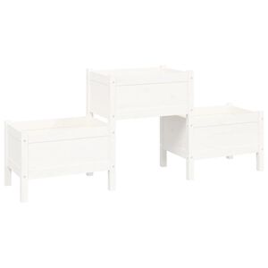 vidaXL Jardinera de madera de pino maciza blanca 178,5x44x75 cm