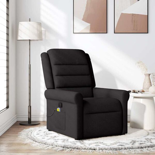 vidaXL Sill&oacute;n reclinable de masaje de tela negro