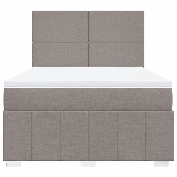 vidaXL Cama box spring con colch&oacute;n tela gris taupe 140x200 cm