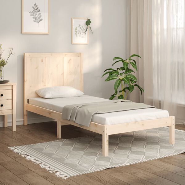 vidaXL Estructura de cama sin colch&oacute;n madera maciza pino 75x190 cm