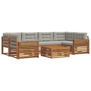 vidaXL Conjunto de sof&aacute;s de exterior 7 uds. Gris Natural y Claro