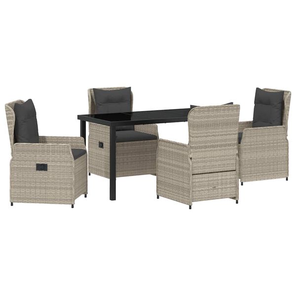 vidaXL Conjunto de Comedor de Jard&iacute;n 5 pcs Gris Claro rat&aacute;n sint&eacute;tico