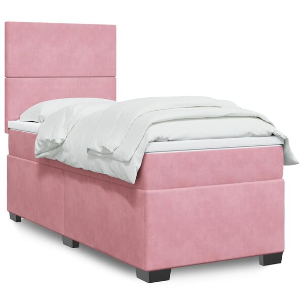 vidaXL Cama box spring con colch&oacute;n terciopelo rosa 80x200 cm