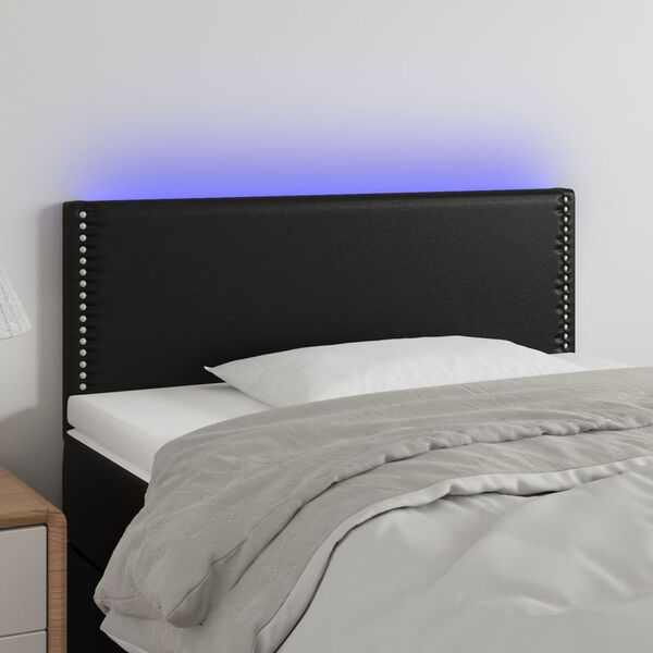 vidaXL Cabecero con LED cuero sint&eacute;tico negro 90x5x78/88 cm