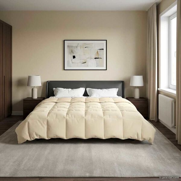 vidaXL Edred&oacute;n de Verano Acolchado Crema 200 x 240 cm Microfibra