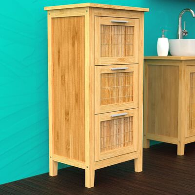EISL Mueble de cuarto de baño con 3 cajones de bambú 30x42x82 cm