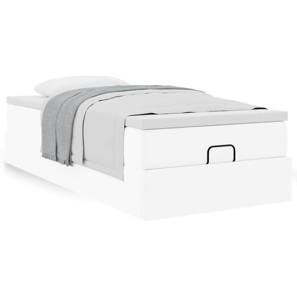 vidaXL Estructura cama otomana colch&oacute;n cuero sint&eacute;tico blanco 80x200cm