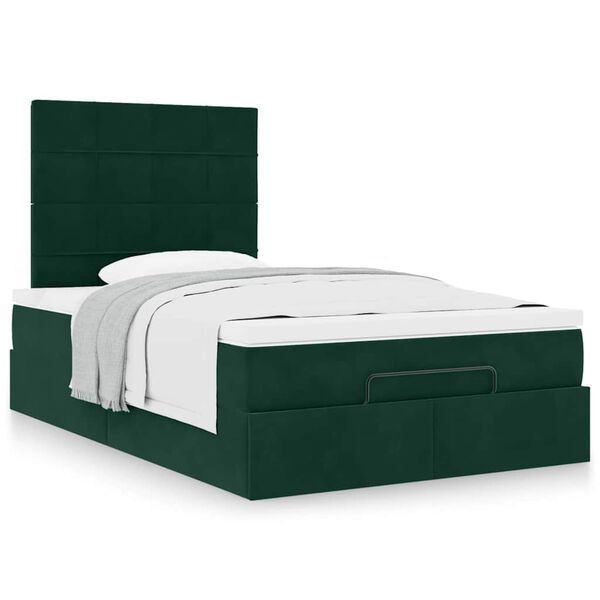 vidaXL Estructura cama otomana colchones terciopelo verde oscuro