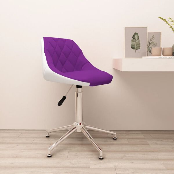 vidaXL Silla de oficina giratoria de cuero sint&eacute;tico morado y blanco