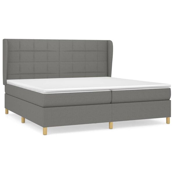 vidaXL Cama box spring con colch&oacute;n tela gris oscuro 200x200 cm