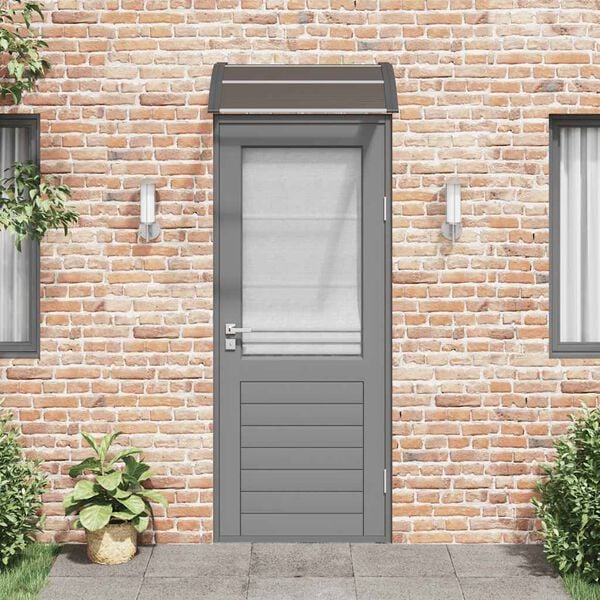 vidaXL Marquesina para puerta de policarbonato negra, 80 x 75 cm