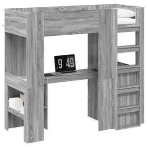 vidaXL Estructura de litera con escritorio Gris Sonoma 75 x 190 cm
