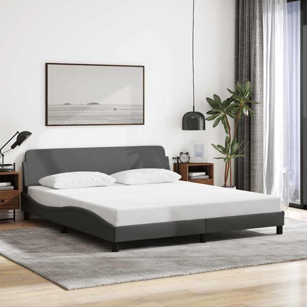 vidaXL Estructura de cama Dover de tela gris oscuro 160x200 cm